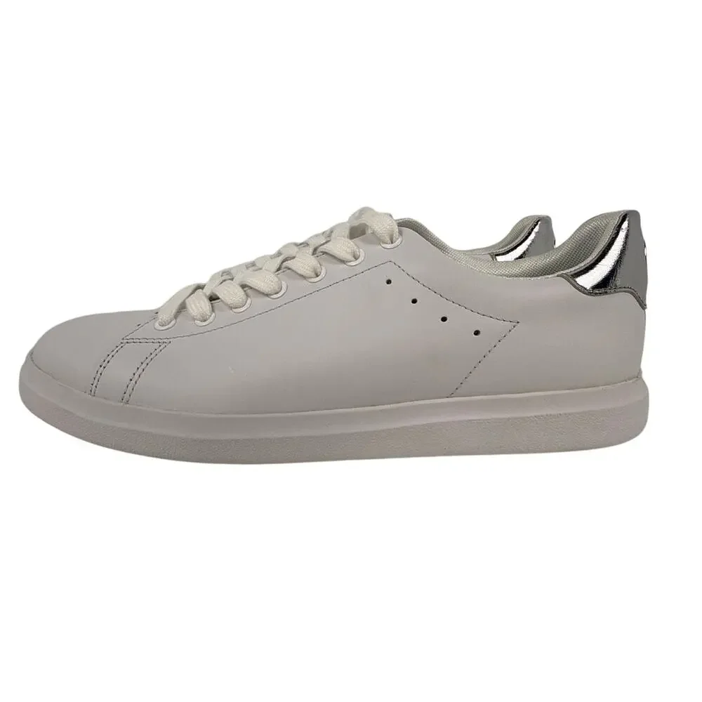 Tory Burch Howell Court Sneaker Women's Size 9 Low Top Leather White/Silver Logo